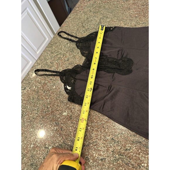 LACE Vintage  Camisole Slip TOP NYLON  Black Xs Fairy Romantic Babydoll‎ - Picture 7 of 9